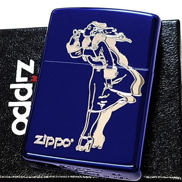 ZIPPO ライター クラシカル ウィンディ ロゴ 彫刻 ジッポ イオンブルー 
