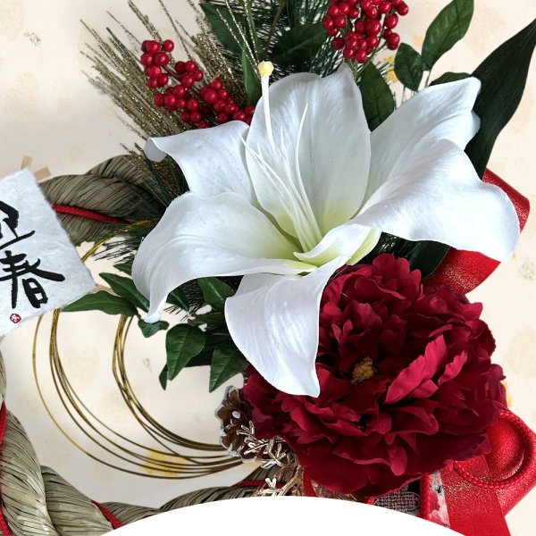 超豪華！豪華絢爛♡最高峰のお正月リース♡造花リース♡超特大サイズ♡お正月飾り 和モダン 大きめ しめ縄 しめ縄リース お洒落 豪華 アーティフィシャル
