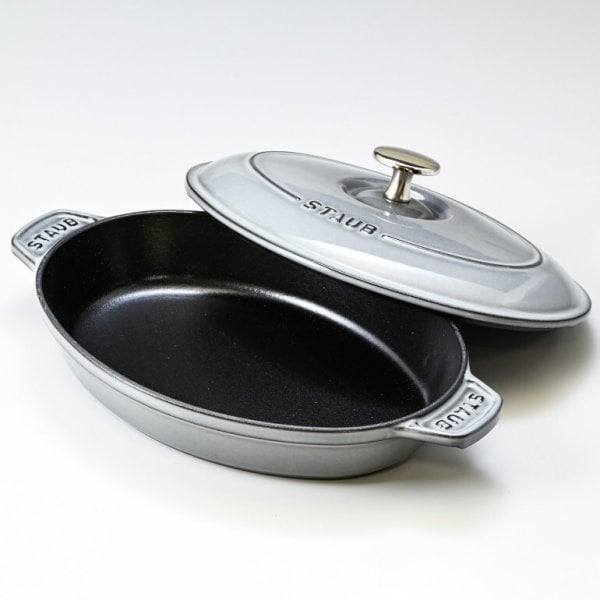 STAUB グレー 23cmオーバルホットプレート 鍋 STAUB min perhonen