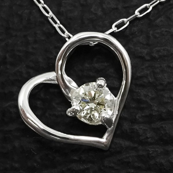 プラチナダイヤモンドネックレス オープンハート0.08ct VSクラスのハイ 