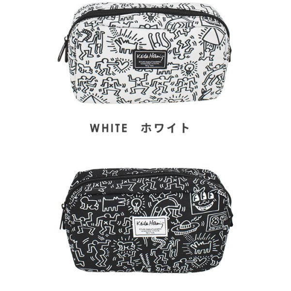 撥水加工 ボックスポーチ マチありポーチ Keith Haring Trabel Line