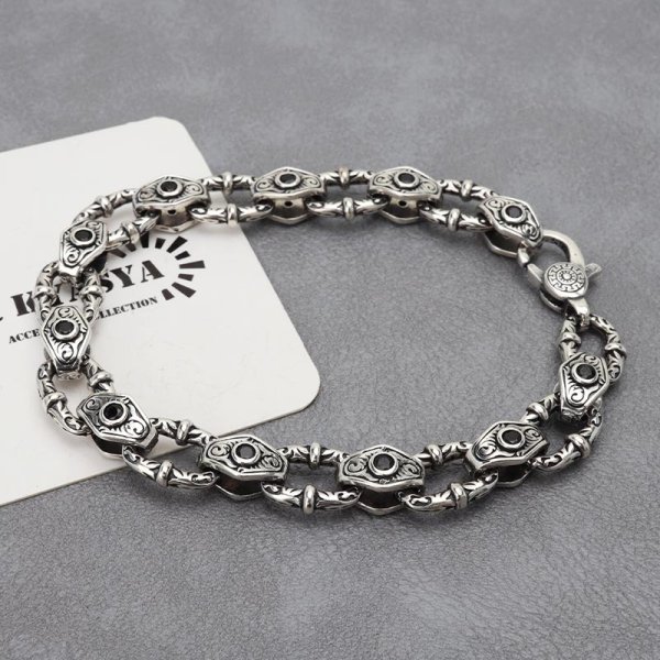 た*う様 シルバー925 ブラックストーン ブレスレット た*う様 シルバー