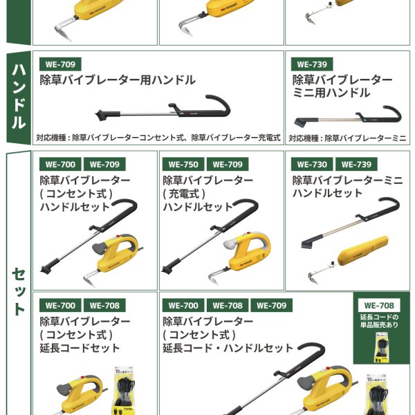 ミニ用ハンドル単品】 ミニ専用ハンドル 充電式 除草バイブレーター