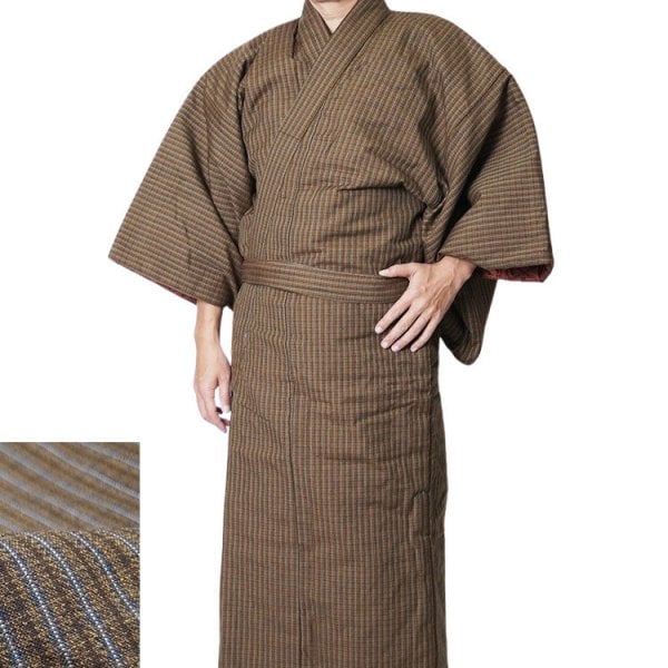 日本製 ウール裏キルト 綿入り長丹前・どてら 丹前紐付き M/L 部屋着 