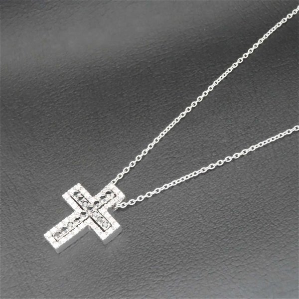 クロスネックレス シルバー925 【刻印無料】 キュービックジルコニア