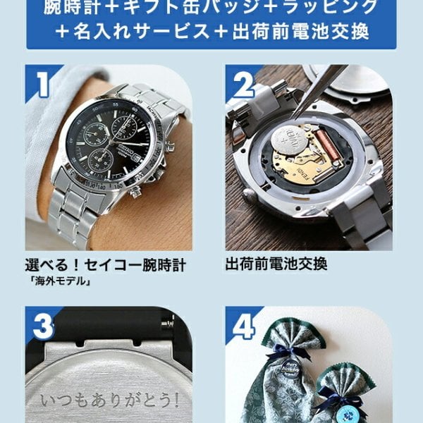 メンズ ギフトセット セイコー 逆輸入 クォーツ 電池式 腕時計