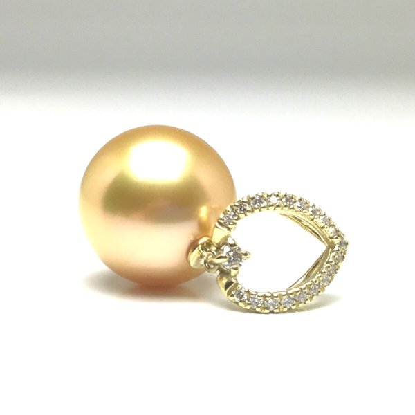 真珠 ペンダントトップ パール 白蝶真珠 13.18mm ゴールド（ナチュラル 