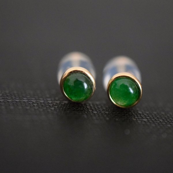 627 現品 k18金 天然 陽緑 本翡翠 ピアス ダイヤモンド 豪華 きつかっ 正月