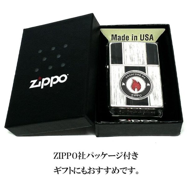 ZIPPO 炎 フレーム ロゴ ジッポ ライター 木目調 ファイヤー ブラック 