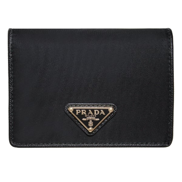 軽量・人気】PRADA 二つ折り財布 テスート 黒 三角ロゴ ブランド