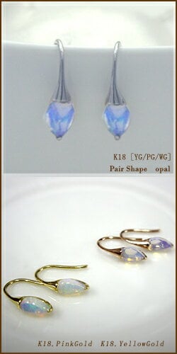 K18WG オパール フック ピアス 即日発送【高級仕様K18PG(約)0.80g】【グレードup即日発送不可】【大