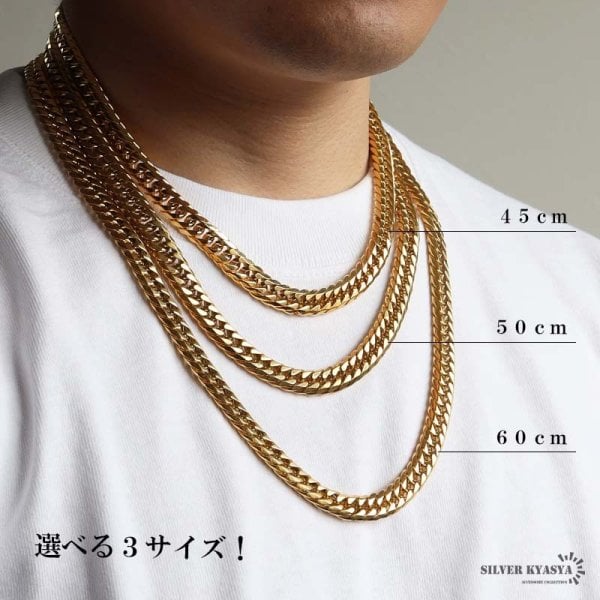 ステンレス 定番 ダブル喜平ネックレス 幅9mm 太め チェーンネックレス
