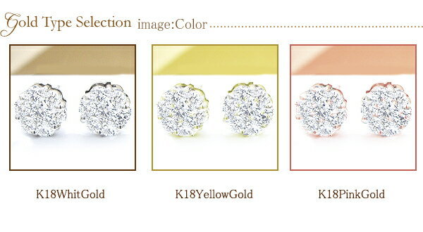 K18YG/PG/WG【0.2ct】ダイヤモンドピアス『TranFleur』フラワー 