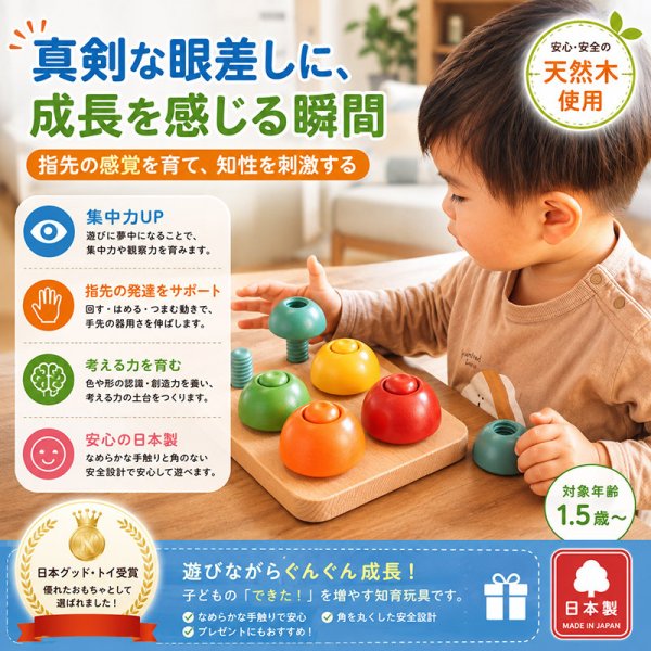 日本製安心おもちゃ]○きのこのこのこ (日本グッド・トイ受賞 木の