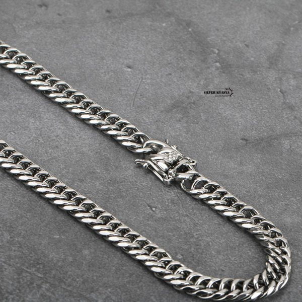幅8mm ステンレス シルバー ダブル喜平ネックレス 差し込み式 二重