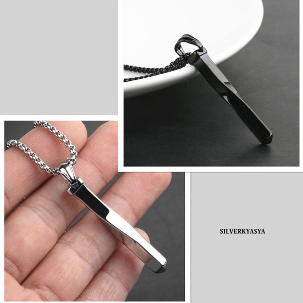 ステンレス316L スティックネックレス ゴールド シルバー ブラック 