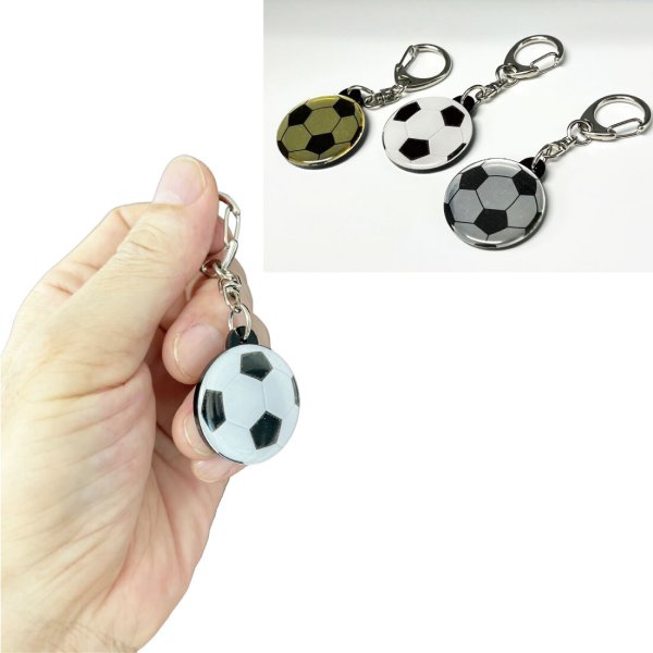 サッカーボール キーホルダー 5個セット クリアドーム アクリル製