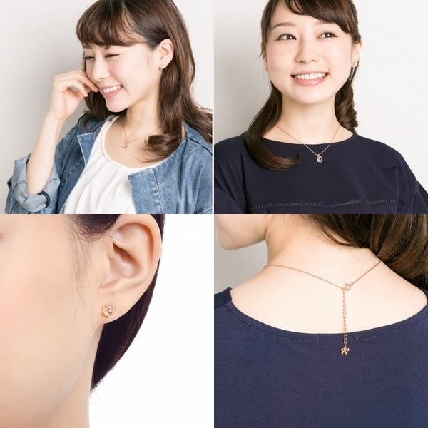 送料無料】Disney シルバー ネックレス ピアス 誕生石 ハート ドロップ