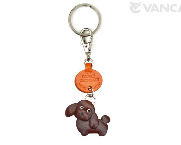 トイプードル チョコレート ブラウン キーホルダー【レザー 本革 VANCA