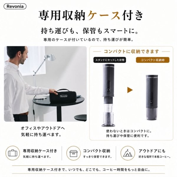 エスケイジャパン Revonia 充電式全自動コーヒーメーカー RV-CM100-BK