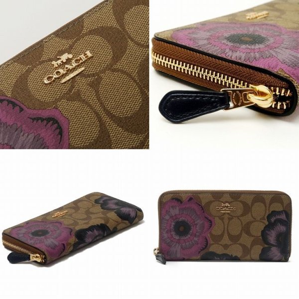 コーチ COACH 財布 レディース 長財布 花 フローラル ラウンド