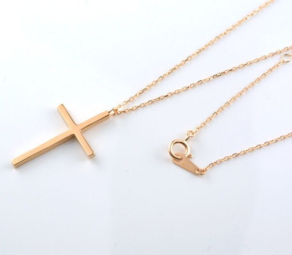 ネックレス クロスネックレス k18 18k 18金 クロス ペンダント ピンク 