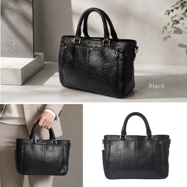 美品】JRA ダイヤモンドパイソン ヘビ革 ハンド/トートバッグ A4収納可