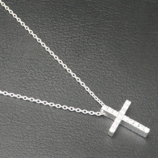 クロスネックレス シルバー925 【刻印無料】 キュービックジルコニア