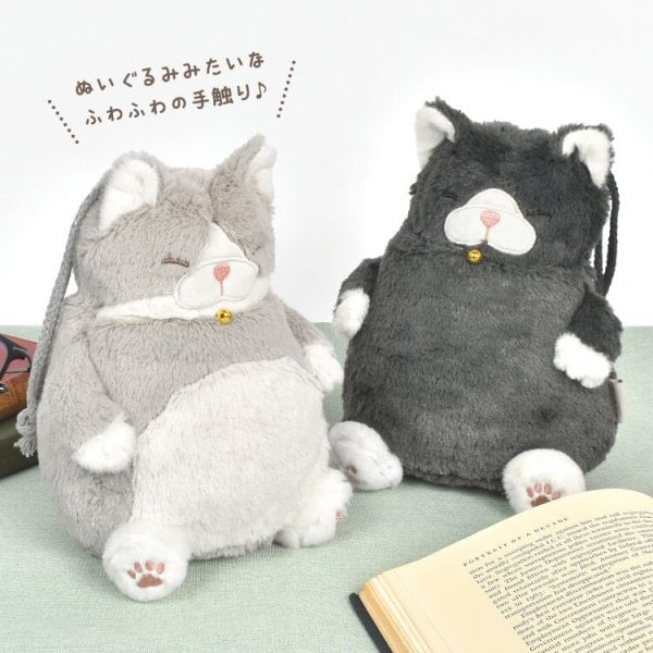 ねこ 肯定感 巾着 猫 ポーチ 巾着袋 ぬいぐるみ巾着 でぶねこ かわいい