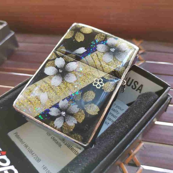 Zippo「背」 【名入れ】【送料無料】 和柄 ジッポ 桜 職人 手作り 