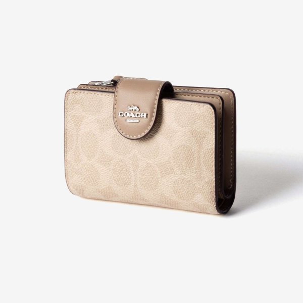 コーチ COACH MEDIUM CORNER ZIP WALLET IN SIGNATURE CANVAS