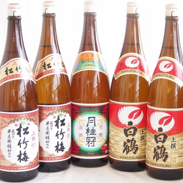 祝い酒日本酒 5本セット(月桂冠 上撰 清酒(京都府) 白鶴 上撰 清酒 