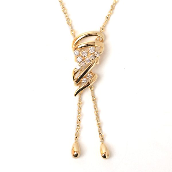 18金 ネックレス 天然 ダイヤモンド 0.2ct スクリューライン モチーフ 
