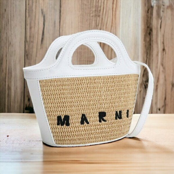 新品未使用]　MARUNI マルニかごバッグ ホワイトネコ 新品未使用 MARUNI マルニかごバッグ ホワイトネコ【大人気商品】 新品