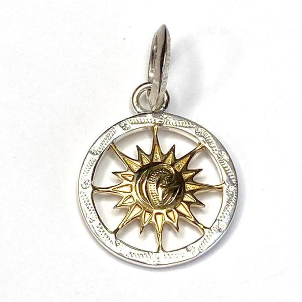 LONO ロノ フェザー ネックレストップ SV925 ブラス 太陽モチーフ ハワイアンジュエリー ネックレス ペンダントトップ ヘッド シルバー