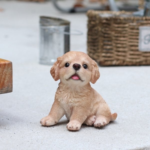 犬 置物 小さい かわいい 高さ11.8cm 左向き座りゴールデンレトリバー