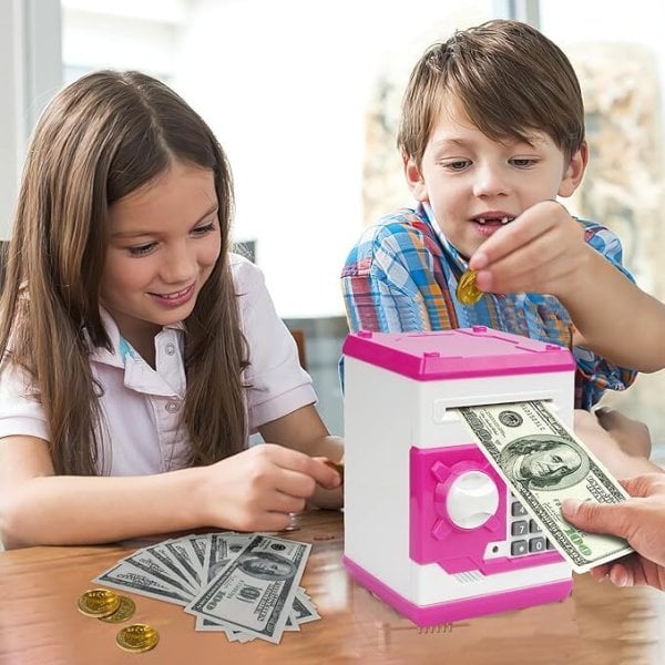 男の子 女の子貯金箱 かわいい貯金箱 ミニATM ダイヤルロック式 暗証