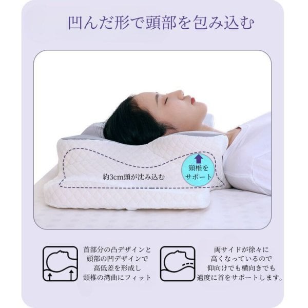 もっちり 包み込む 低反発枕 蝶型 高低差 まくら ピロー ネック 安眠