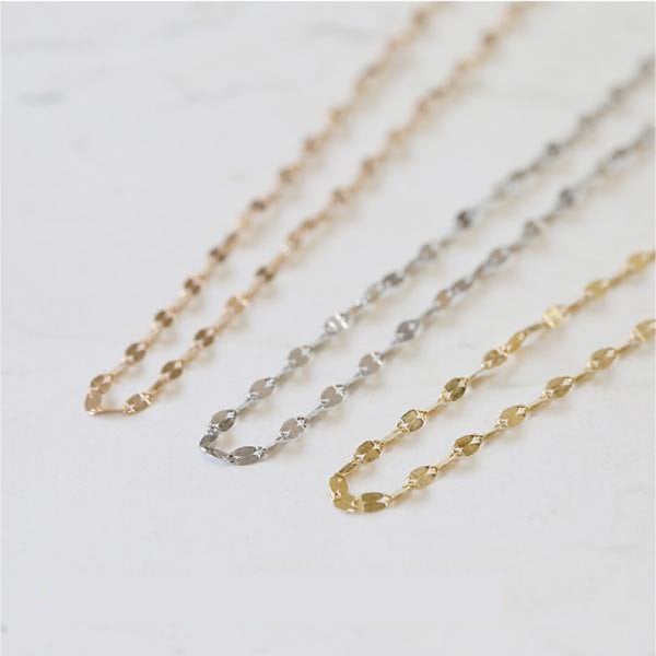 Neko　プラチナネックレス　ペタルチェーン　1.33㎜幅　つけっぱなし プラチナ850/K18 YG/PG ペタルチェーン ネックレス PT 18金 18k