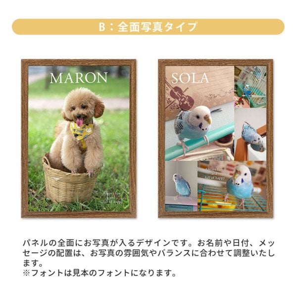 ペット 写真 パネル A4 1〜5枚レイアウト 「うちの子 フォトパネル」名 