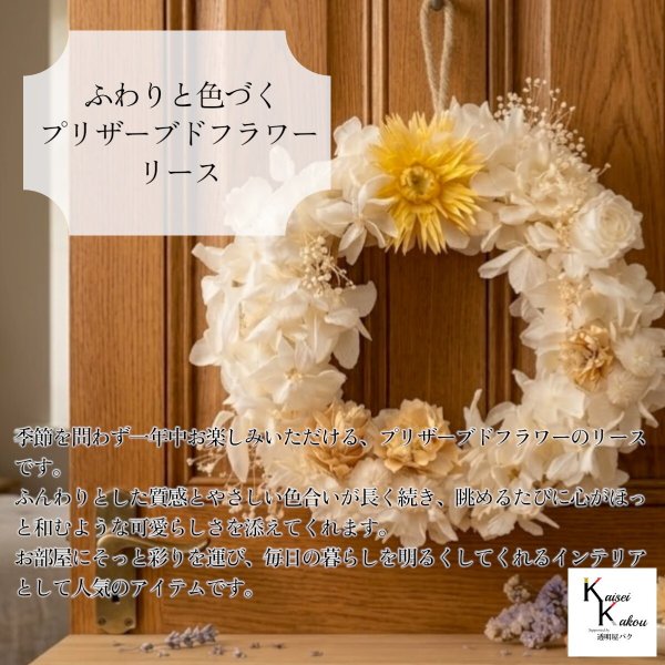 プリザーブドフラワーリース ピュアデージーミニ 10cm」 母の日