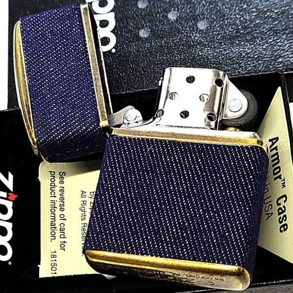 ZIPPO アーマー 4面加工 クラシックデニム ジッポ ライター 真鍮バレル 