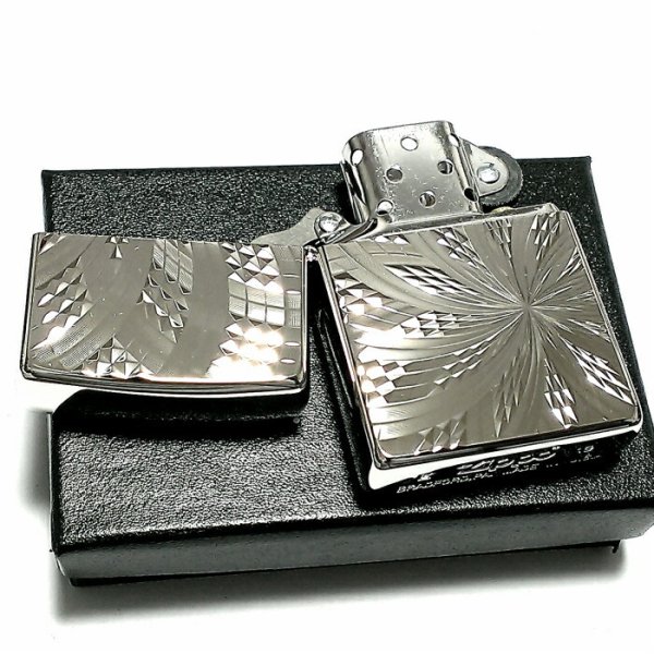 ZIPPO ライター ダイヤモンドカット スパイラル ジッポ プラチナ 