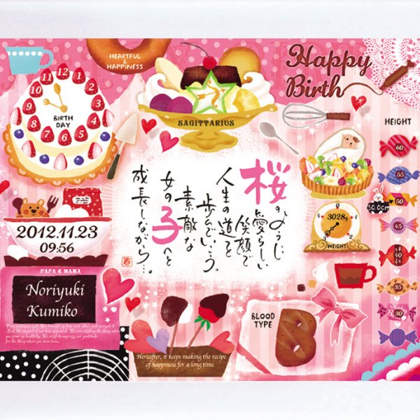 名前詩 ネームインポエム 「幸せの記録 お菓子の国 ホワイト (1人用
