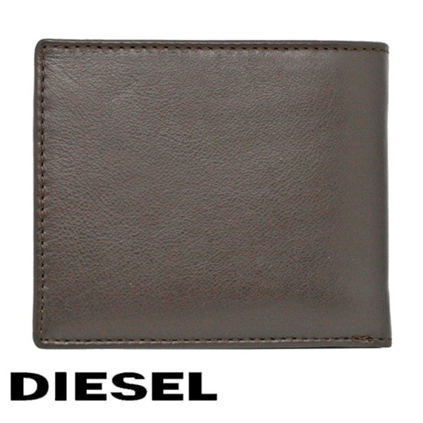 DIESEL 二つ折り財布 ブラウン レザー DIESEL ディーゼル 財布 2つ折り 小銭入れ レザー 本革 ブラウン
