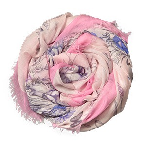 超 大判 ストール 正方形 花柄 カシミア シルク フラワー ショール