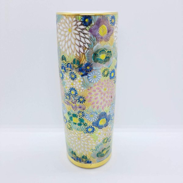 九谷焼6号寸胴花瓶／花詰（青） - 【豊月堂】- プレゼント＆ギフトの