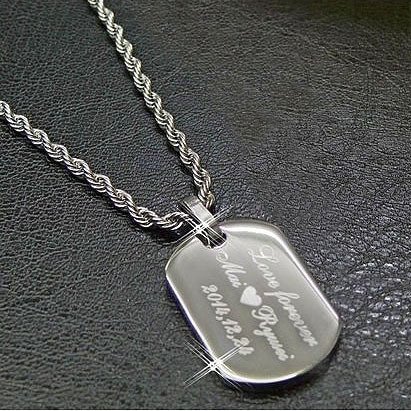 名入れ ネックレス】ID型 ドックタグ ステンレス ネックレス（単品