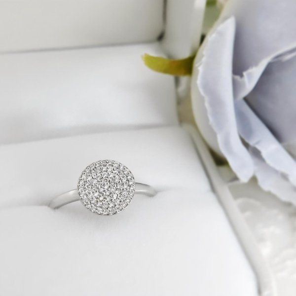 送料無料】Pt950【0.17ct】ラウンド パヴェ ダイヤモンド リング 