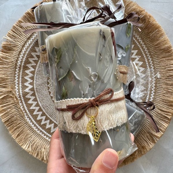 ボタニカルロングキャンドル グレー - 【Flower雑貨＆ドライフラワーの